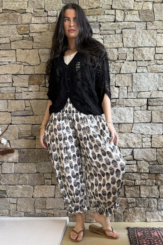 Benito Crochet Cotton Alba Cardigan Black